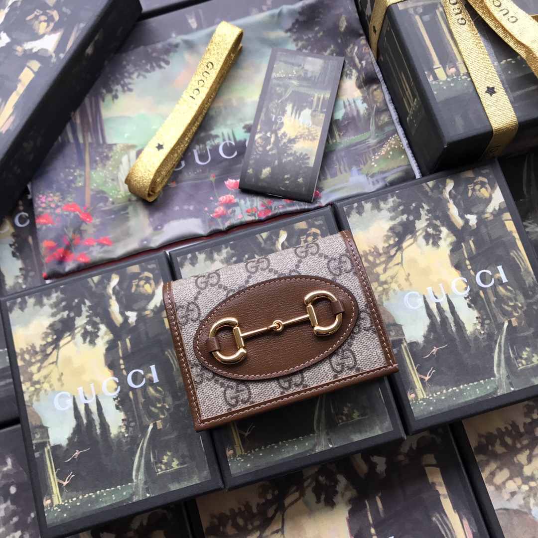 구찌 오르수 홀스빗 반지갑 1955 화이트 브라운 연두 621887