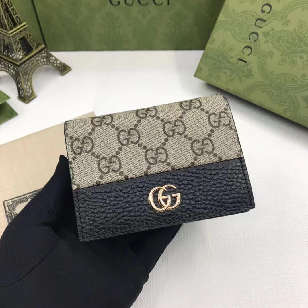 구찌 여성 마몬트 수프림 레더 카드지갑 블랙 핑크 화이트 658610