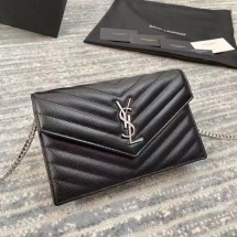 생로랑 YSL 모노그램 엔벨로프 체인 월렛 393953 금장 은장