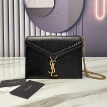 생로랑 카산드라 모노그램 미디움 레더 체인 숄더백 블랙 금장 532750 BOW0W 1000