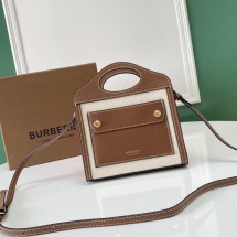 버버리 투톤 캔버스 레더 미니 포켓 백 80528981