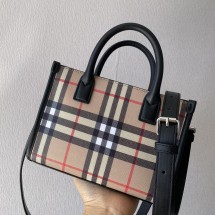 버버리 빈티지 체크 레더 토트 데니백 80548611