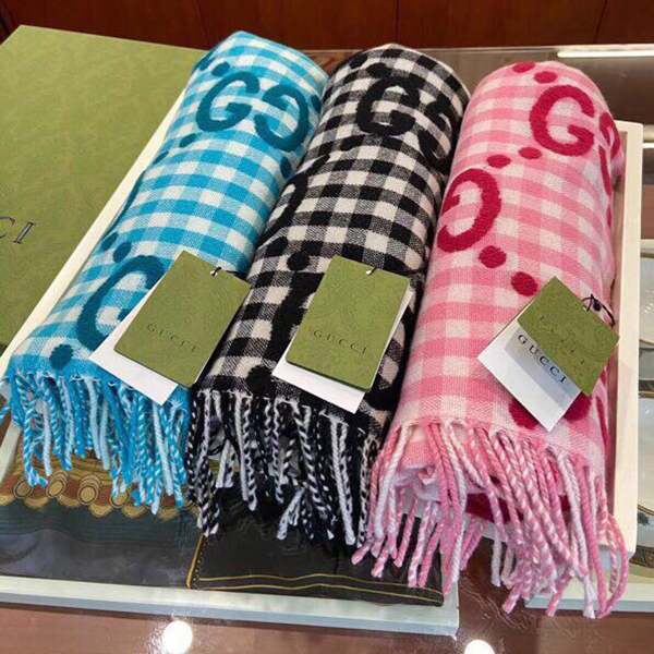 구찌 스카프 GG 자카드 울 스카프 핑크 644365