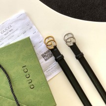 구찌 GG 로고 마몬트 2cm 여성벨트 블랙 409417