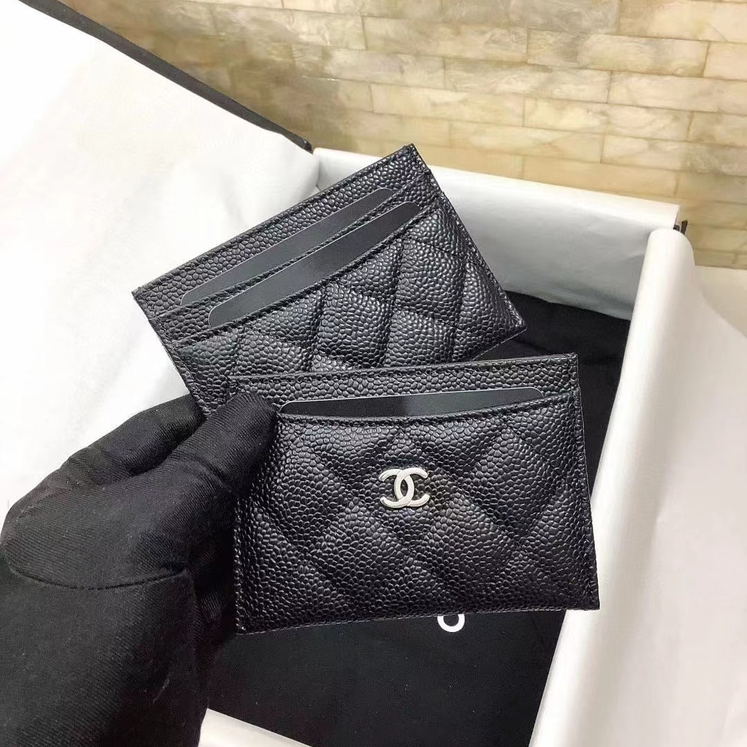 샤넬 클래식 카드홀더 캐비어 블랙 금장 은장 AP0213