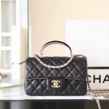 샤넬 클래식 뉴미니 램스킨 골드메탈 미니 플랩백 블랙라일락 AS2431 B10324 NN021