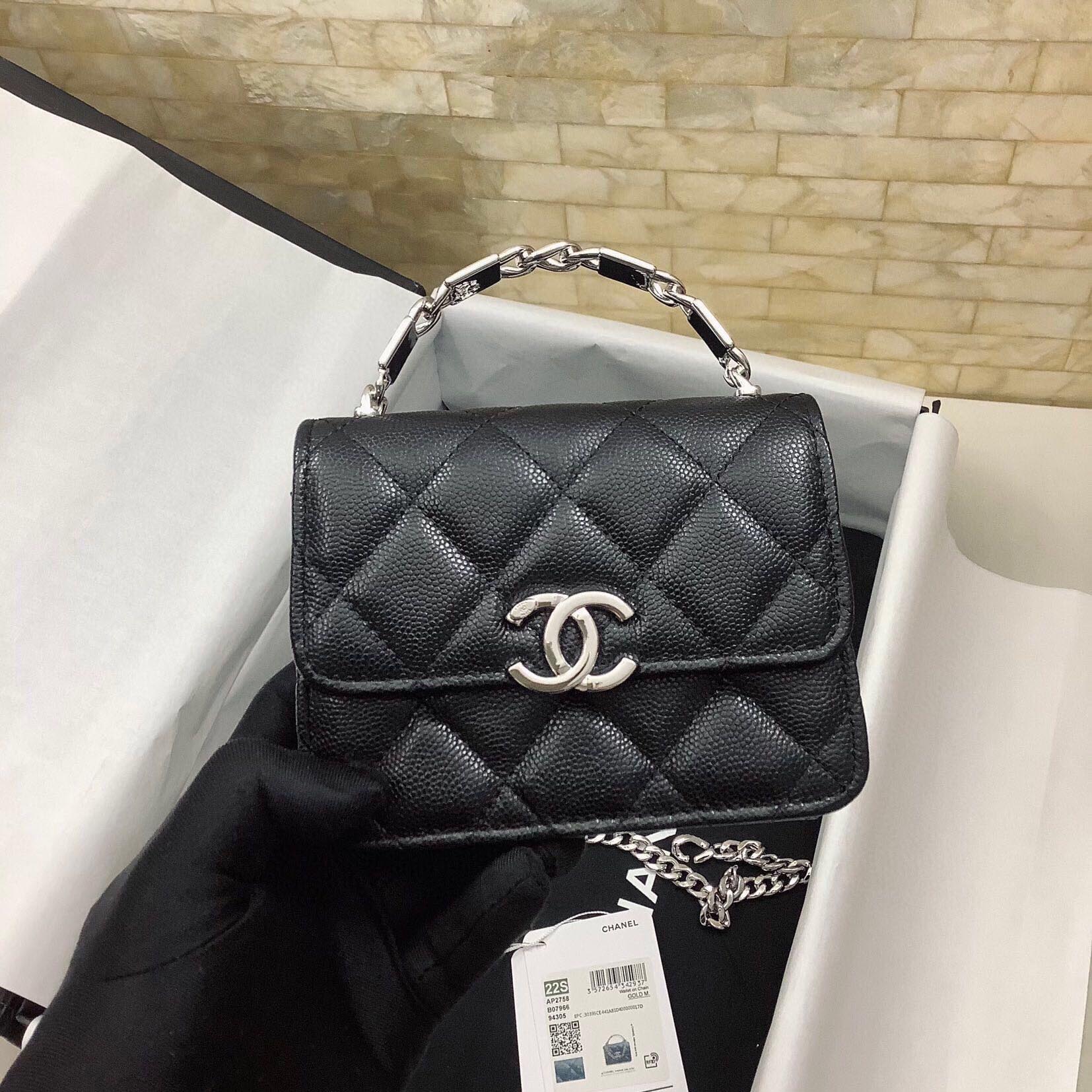 샤넬 코코로고 탑핸들 체인 미니백 AP2758