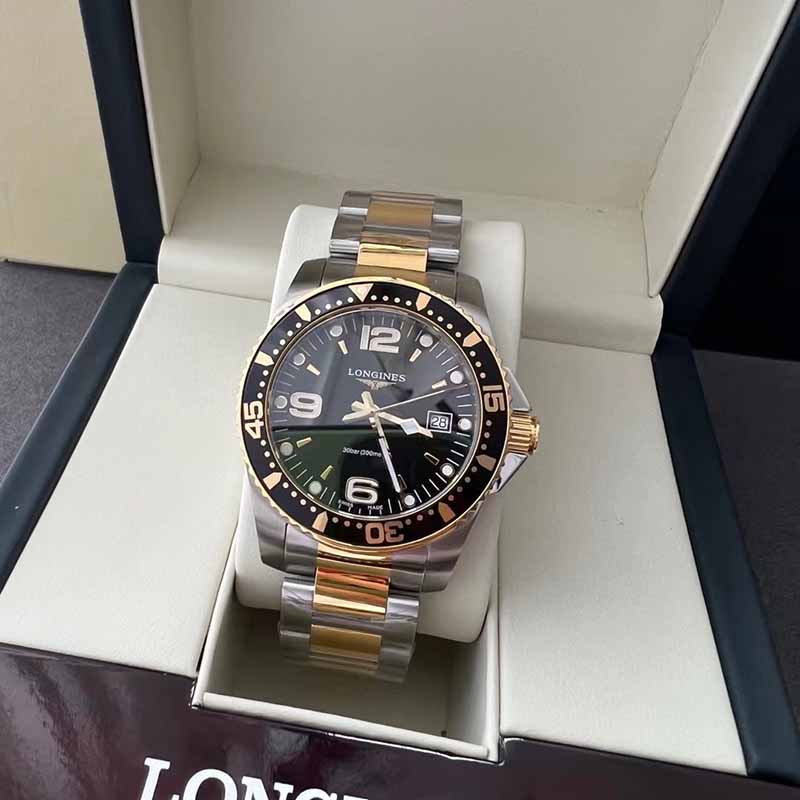 론진 하이드로콘퀘스트 블랙 다이얼 41mm 남성용 시계 L3.740.3.56.7