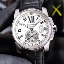 까르띠에 칼리브 가죽밴드 남성 42mm 오토시계 3칼라 W7100037