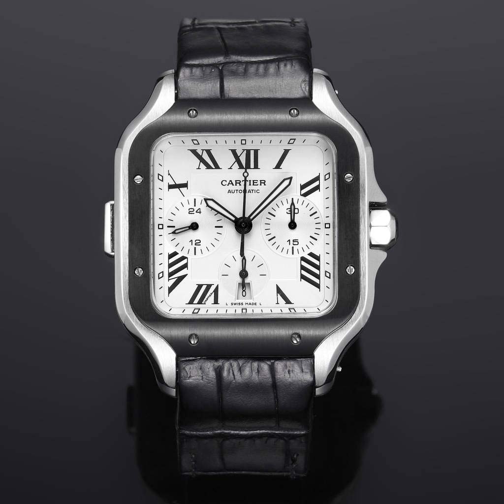 까르띠에 산토스 크로노그래프 스틸 오토매틱 43.3mm 시계 2칼라 WSSA0017