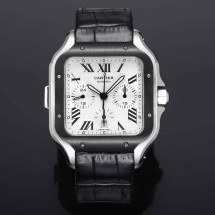 까르띠에 산토스 크로노그래프 스틸 오토매틱 43.3mm 시계 2칼라 WSSA0017