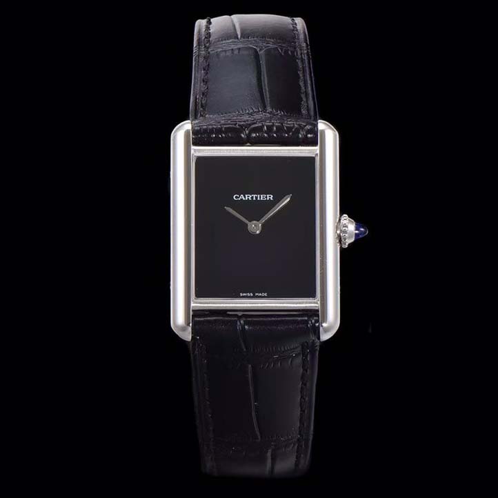 까르띠에 탱크 쿼츠 블랙 다이얼 여성용 29.5*22mm 시계 WSTA0071