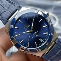 오메가 컨스텔레이션 코액시얼 마스터 크로노 실버 블루가죽 41mm 시계 131.33.41.21.03.001