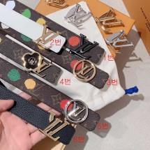 루이비통 LV x YK 벨트 LV 이니셜 30mm 리버시블 페인트 도트 6칼라 M0655U