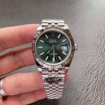 롤렉스 Datejust 41MM 민트 그린 다이얼 오토매틱 남성용 스틸 쥬빌리 시계 4칼라 M126334-0028