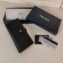 프라다 여자 장지갑 사피아노 가죽 지갑 블랙 1MV025