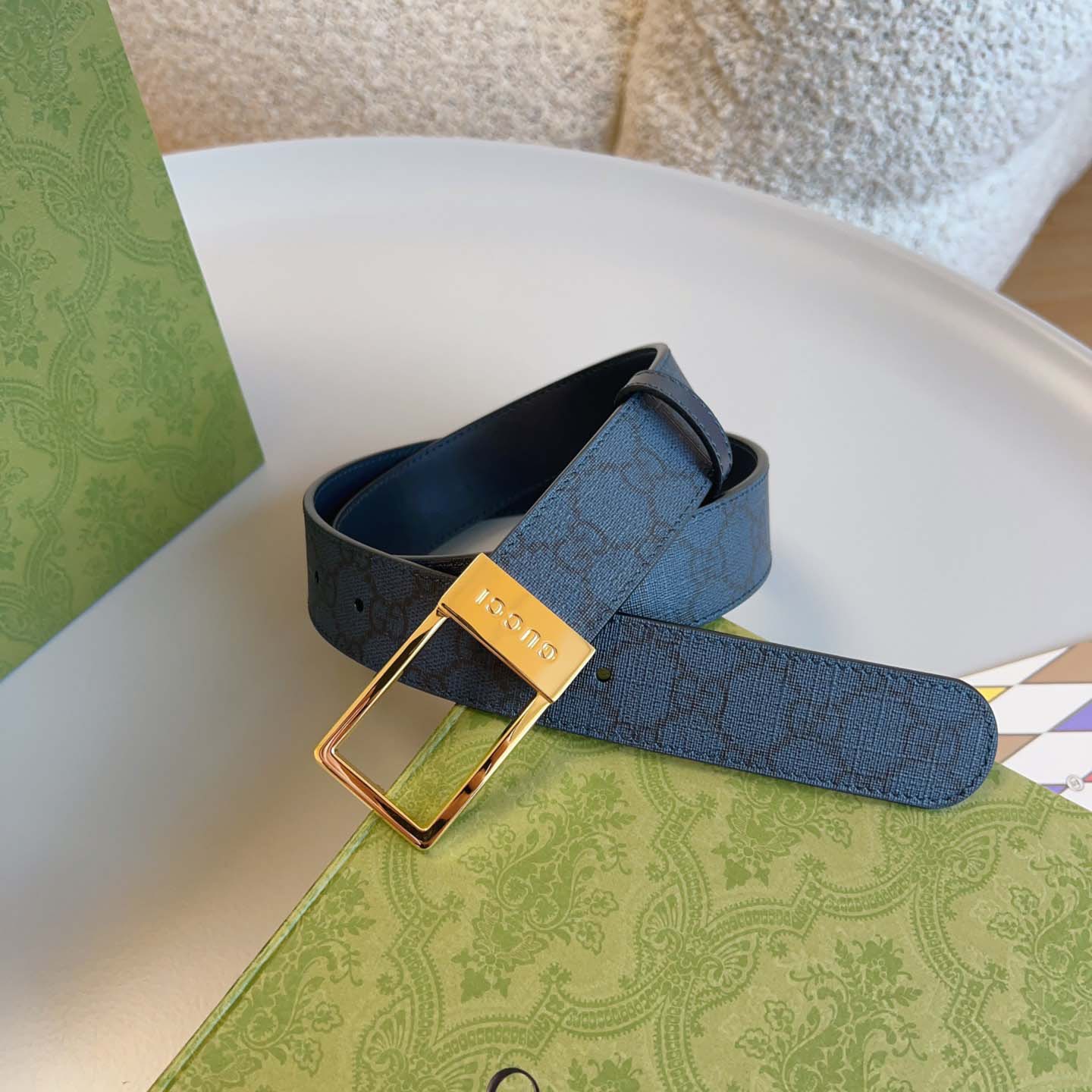 구찌 직사각형 버클 GG 3.5CM 벨트 금장 은장 722370 KGD0N 1000