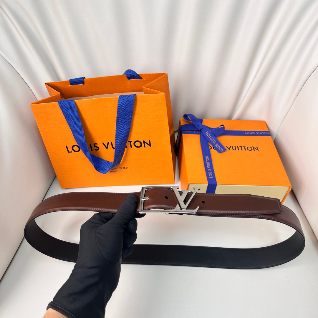 루이비통 LV 스카이라인 35mm 남성 가죽 벨트 브라운 금장 은장  M0687T