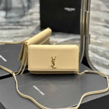 생로랑 레더 모노그램 폰 홀더 숄더 크로스백 베이지 635095