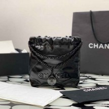 샤넬 24SS 22백 투투백 미니 호보백 올블랙 블랙 메탈 AS3980