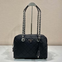 프라다 포코노 퀼팅 체인 미디움 볼링백 1BB903 블랙