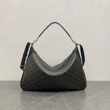 셀린느 24SS 라지 스트랩 로미 트리오페 캔버스 숄더백 블랙 111772FT8