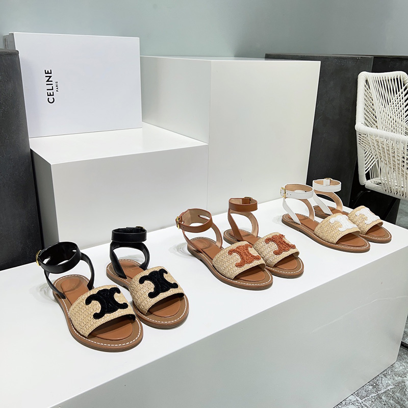 셀린느 라피아 림피아 플랫 샌들 3칼라 352402248C