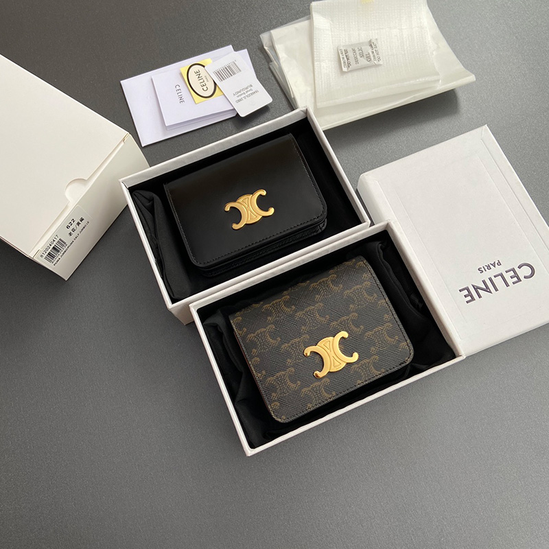 셀린느 트리오페 캔버스 반지갑 트리옹프 컴팩트 지갑 2칼라 10K622CQH