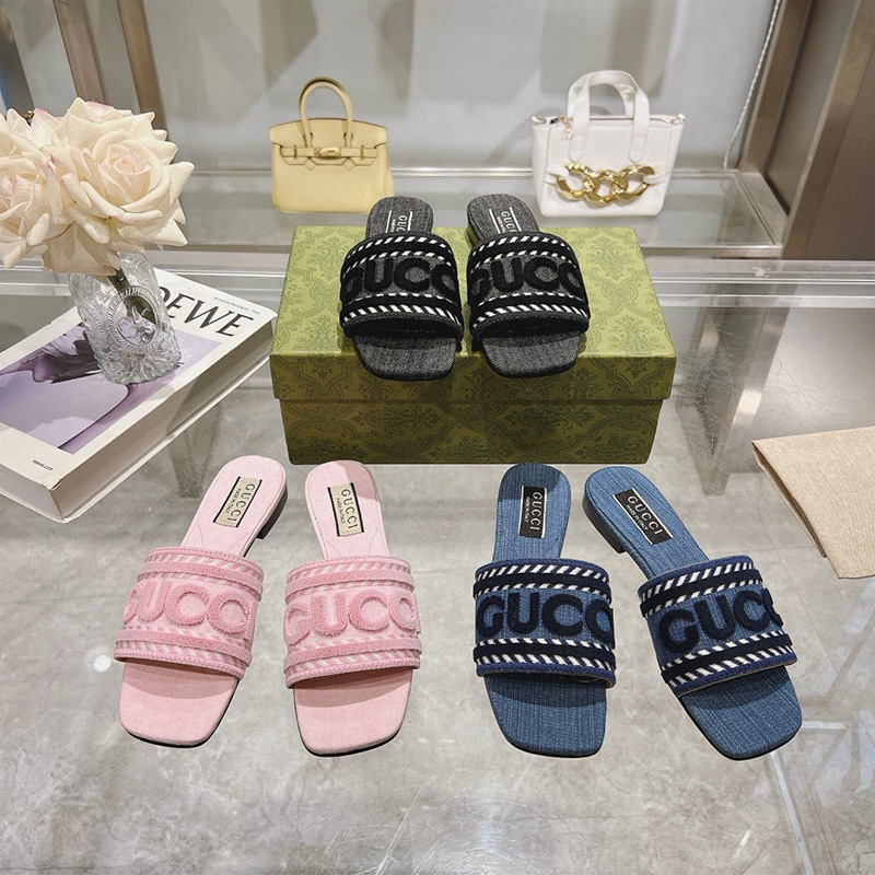 구찌 GG 로고 데님 뮬샌들 3칼라 771589