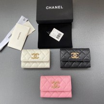 샤넬 클래식 CC 로고 캐비어 똑딱이 카드지갑 3칼라 AP3187