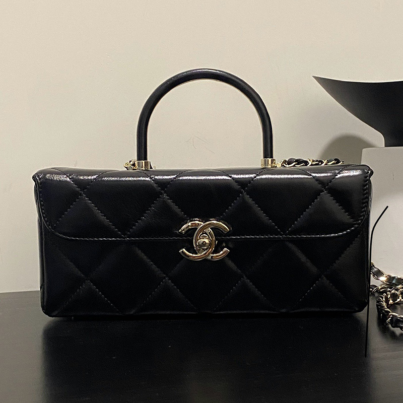 2024 샤넬 베니티백 케이스백 탑핸들 코스메틱백 블랙 램스킨 AS4471