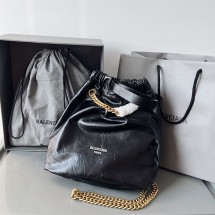 발렌시아가 크러쉬 스몰 토트백 블랙 742942