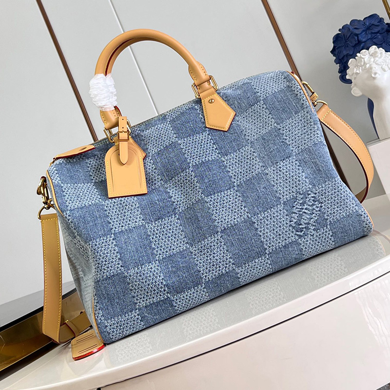 루이비통 스피디 40 반둘리에 다미에 데님 블루 N40701