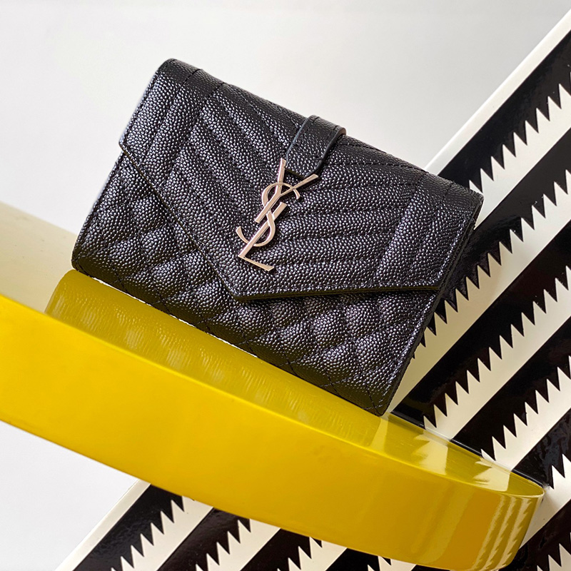 생로랑 믹스 마틀라세 모노그램 블랙 중지갑 4칼라 651026