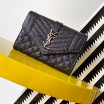 생로랑 믹스 마틀라세 모노그램 블랙 중지갑 4칼라 651026