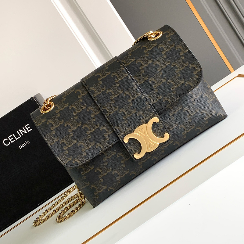 셀린느 24SS 미디움 인 트리오페 캔버스 카프스킨 숄더백 115852FRH