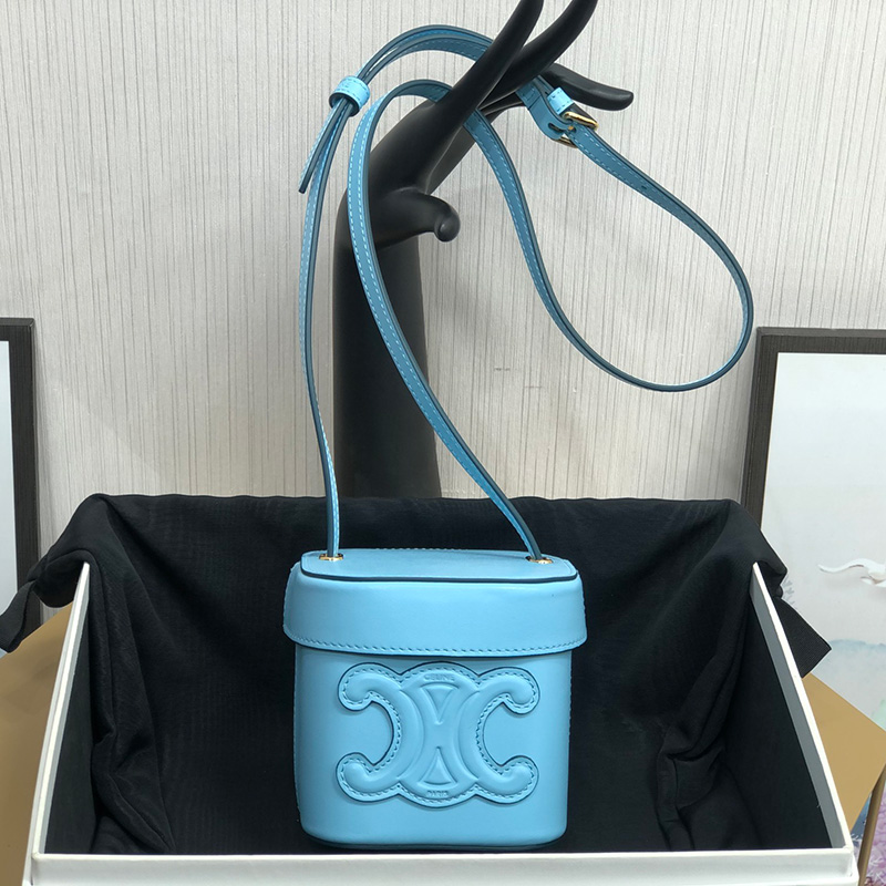 셀린느 퀴르 트리오페 스몰 박스 블루 숄더&크로스백 3칼라 199263