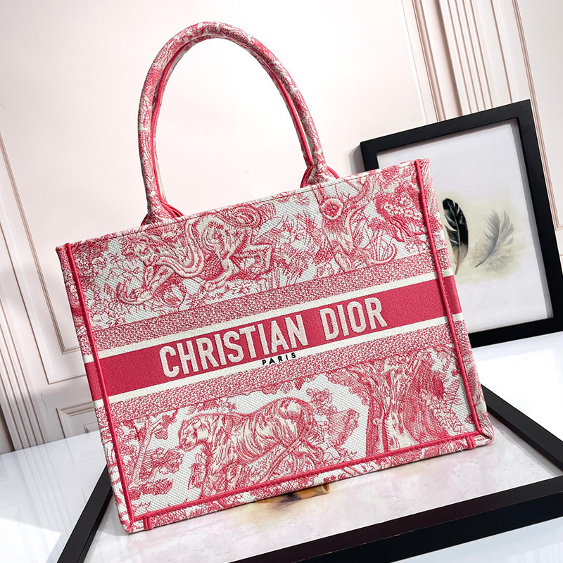 디올 북토트 토트백 미디엄 캔디 핑크 자수 M1296ZTDT M03I