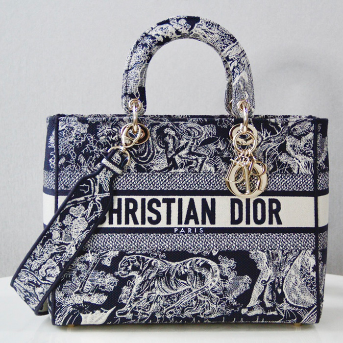 디올 Lady D-Lite 라지 백 BLUE M0566ORGO M928