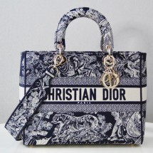 디올 Lady D-Lite 라지 백 BLUE M0566ORGO M928