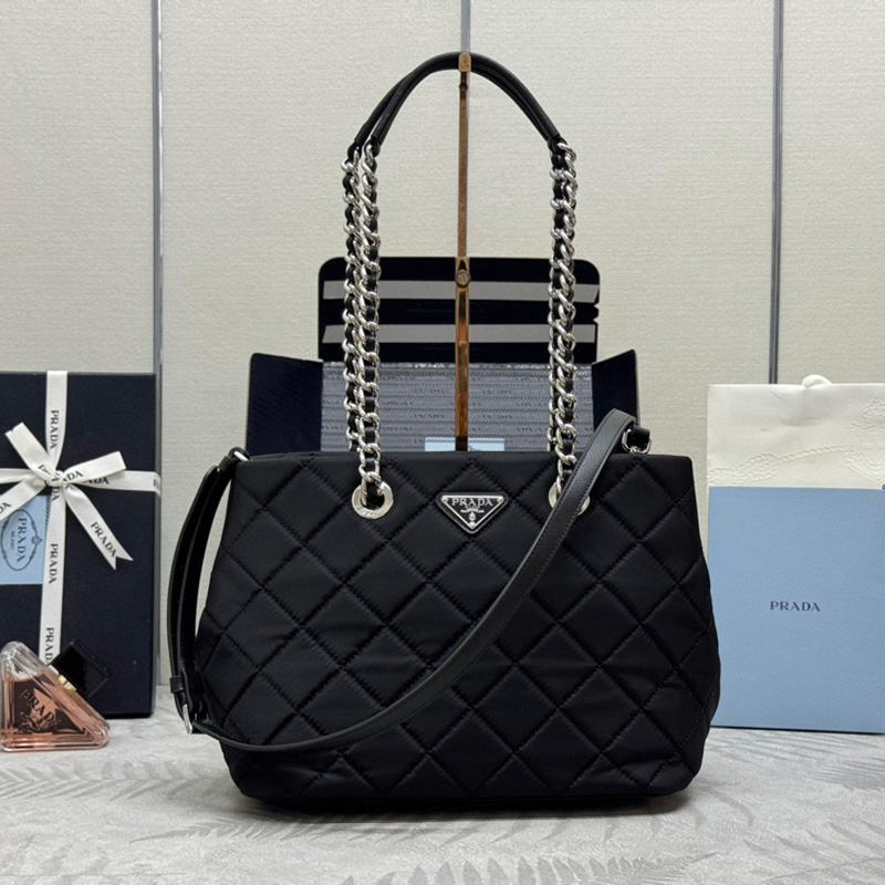 프라다 테수토 퀼팅 투웨이 토트백 블랙 은장 1BG740