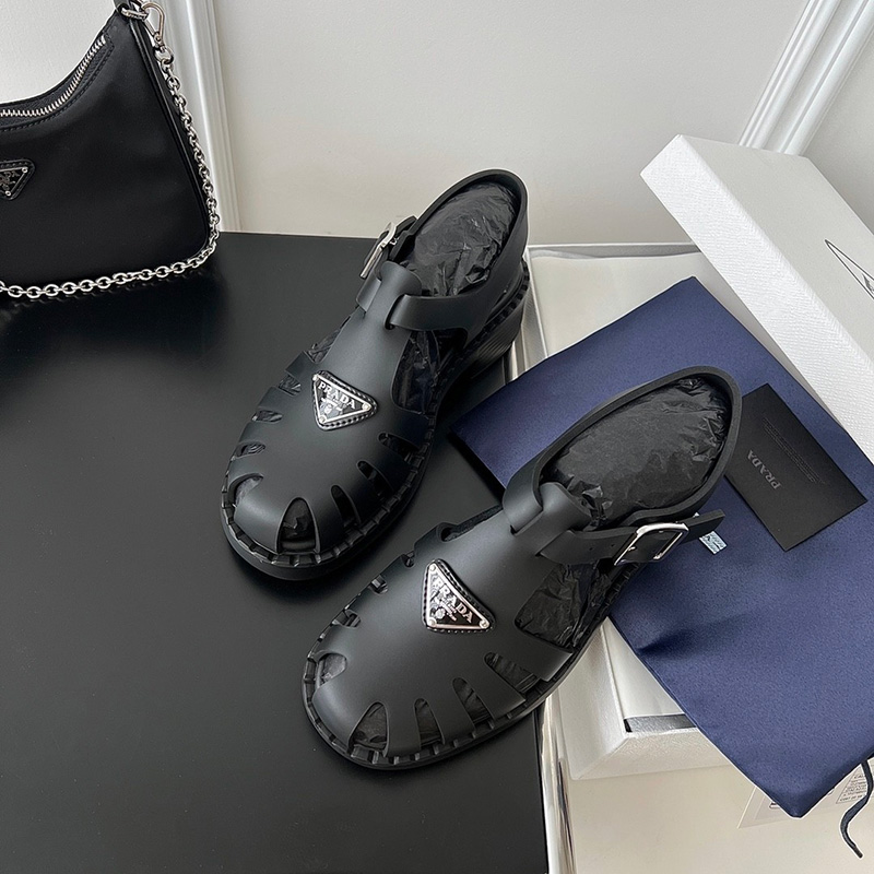 프라다 스포티 폼 러버 여성 샌들 블랙 1X857M