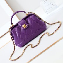 샤넬 MINI BAG WITH TOP HANDLE 핸들 장식의 미니백 램스킨, 골드 메탈 퍼플 5컬러 AS4958