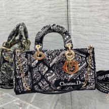 디올 LADY D-JOY 미디엄 백 블랙 M0540OBER