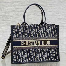 디올 오블리크 북 토트 레더 백 미듐 백 블루 M1324CZBB_M928