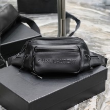 생로랑 로고 스몰 스웨이드 힙색 남성블랙 581375