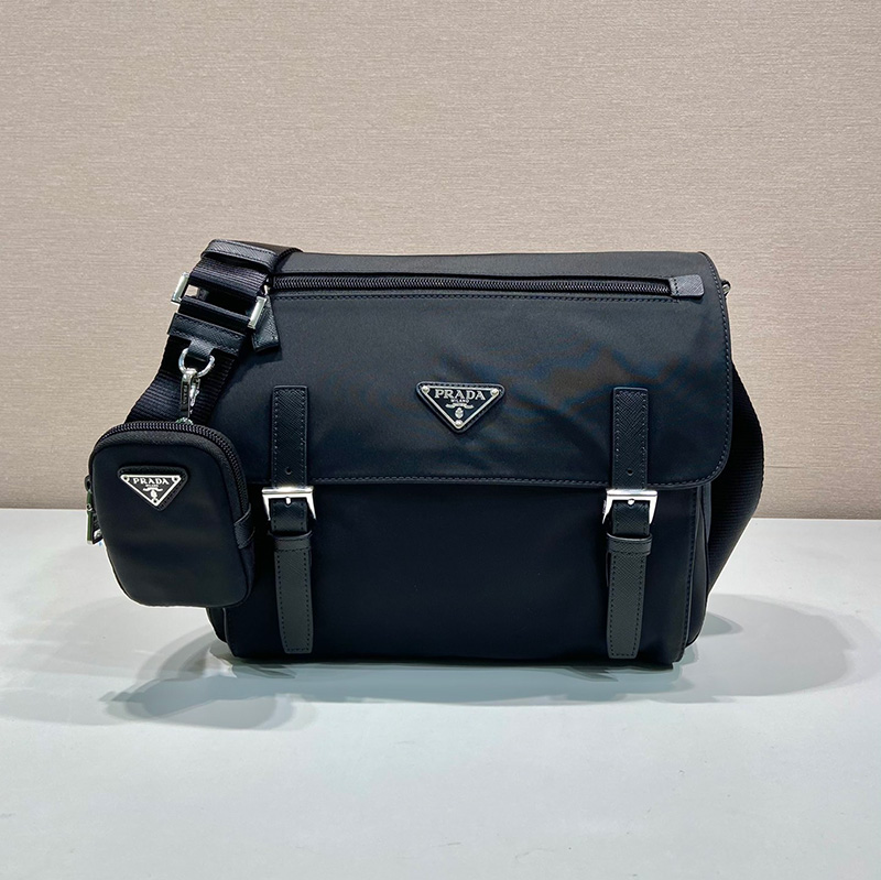 프라다 리나일론 삼각로고 숄더 백 블랙 24FW 로고 플라크 1BD953