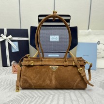 프라다 라지 스웨이드 핸드백 브라운 1BA433 2C4S