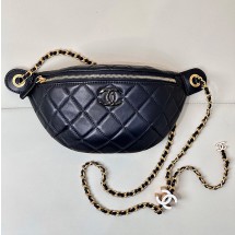 샤넬 웨이스트백 에나멜 샤이니 램스킨 & 골드 메탈 블랙 AP4113-B16915-94305