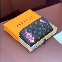 루이비통 지퍼여밈 캔버스 지갑 커플 남녀공용 브라운 M69054